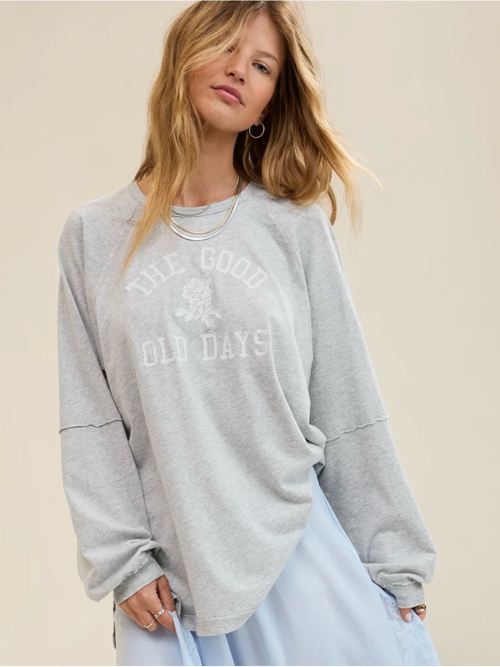 Aerie Cozy Long Sleeve Oversized Boyfriend T-Shirt